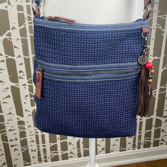 The Sak Bags The Sak Navy Blue Lucia Crochet Crossbody Bag W Faux